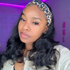 Mimicing Body Wave headband glueless virgin hair wig styled with a leopard print headband, showcasing long, soft wavy hair for a trendy and natural look.