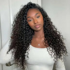 Styling tutorial for the Mimicing Water Wave glueless half wig, featuring high-quality virgin hair for a natural wear-and-go look.